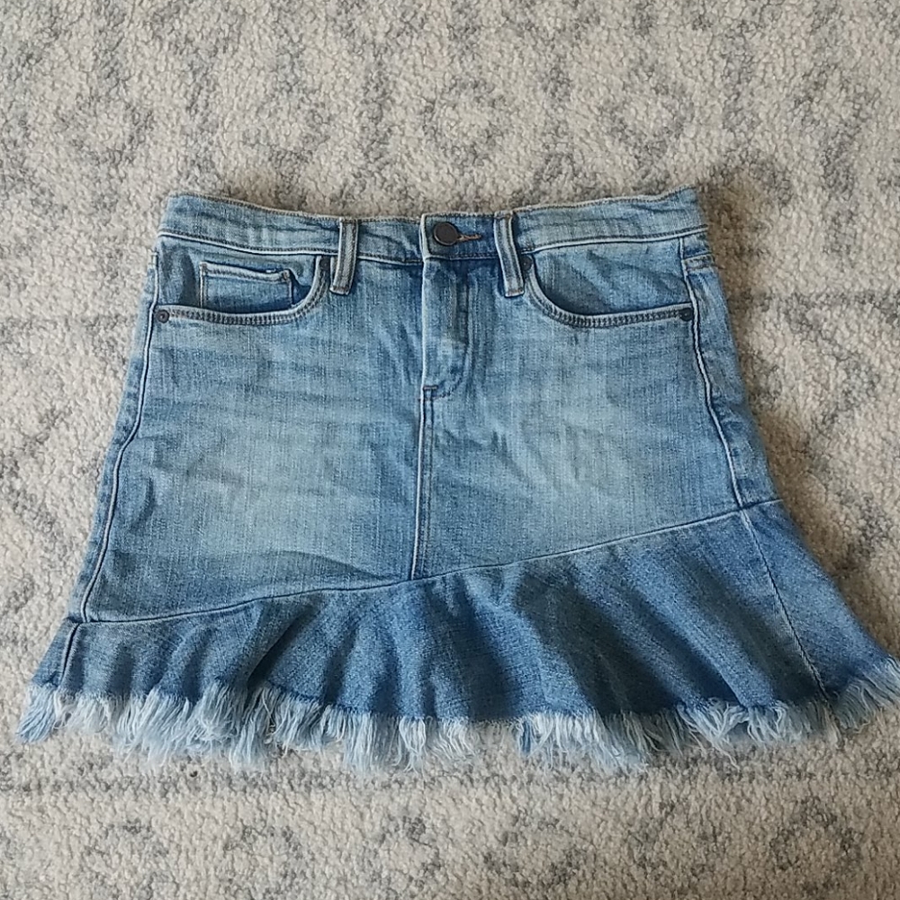 27 [BLANKNYC] Denim Fringe Mini Skirt